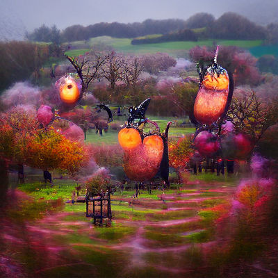 Enchanted Autumn Orchard: A Magical Scene