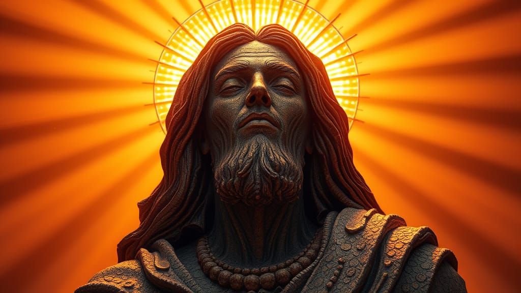 Hyperrealistic Sculpture in Reflected Golden Light