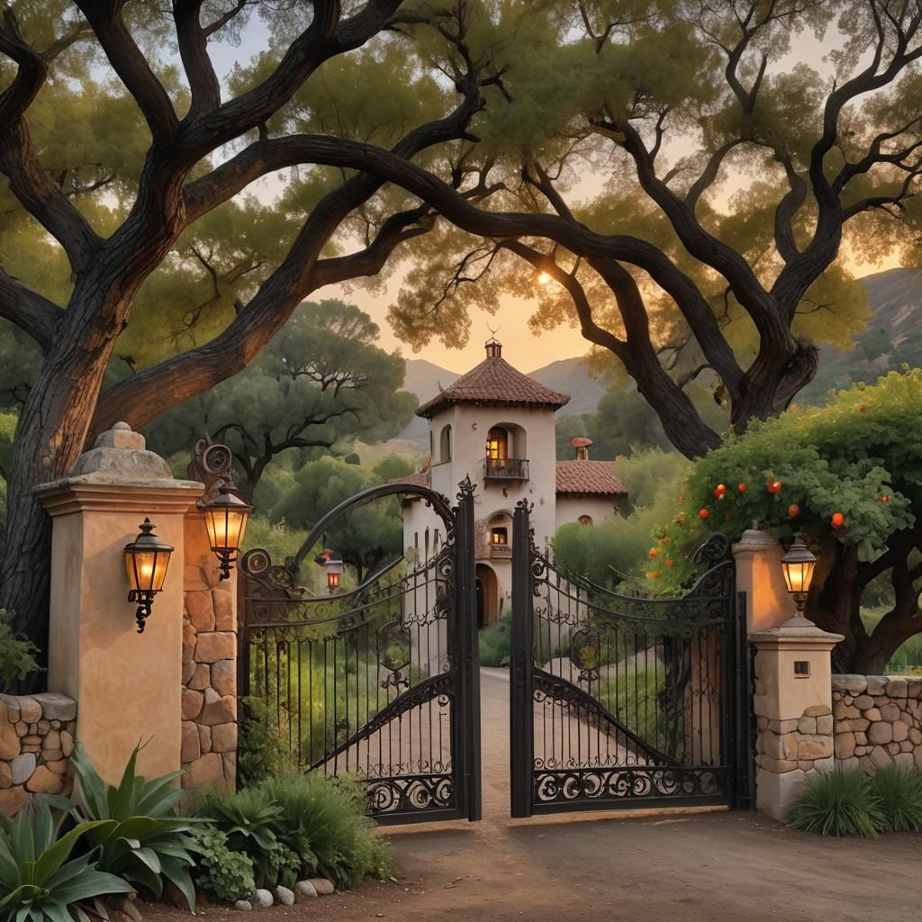 Vineyard Valley Sunset: Dreamy Surreal Landscape