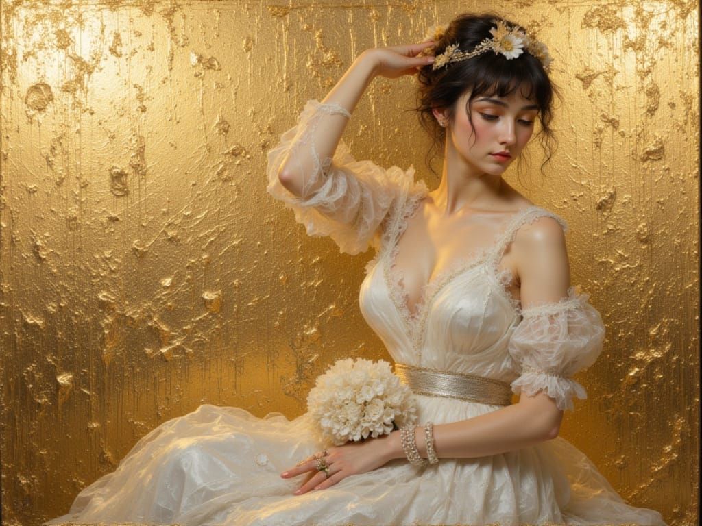 Gold and Silver Impressionist Oil Painting