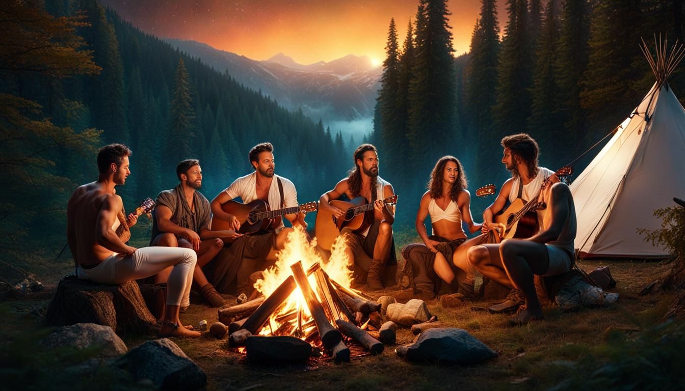 Campfire Serenade: Men, Music, and Moonlight Dance