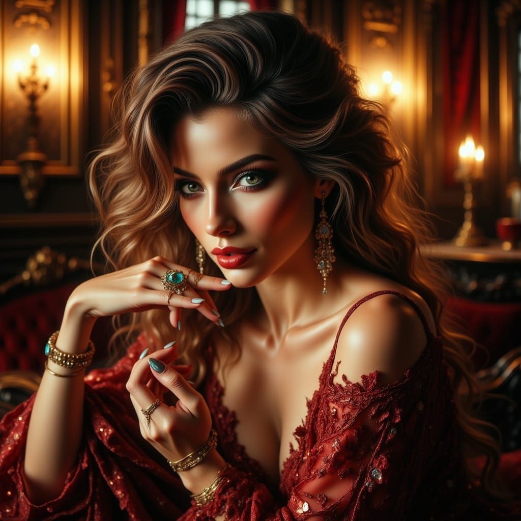 Glamorous Femme Fatales in Evening Gowns, Art Deco Style