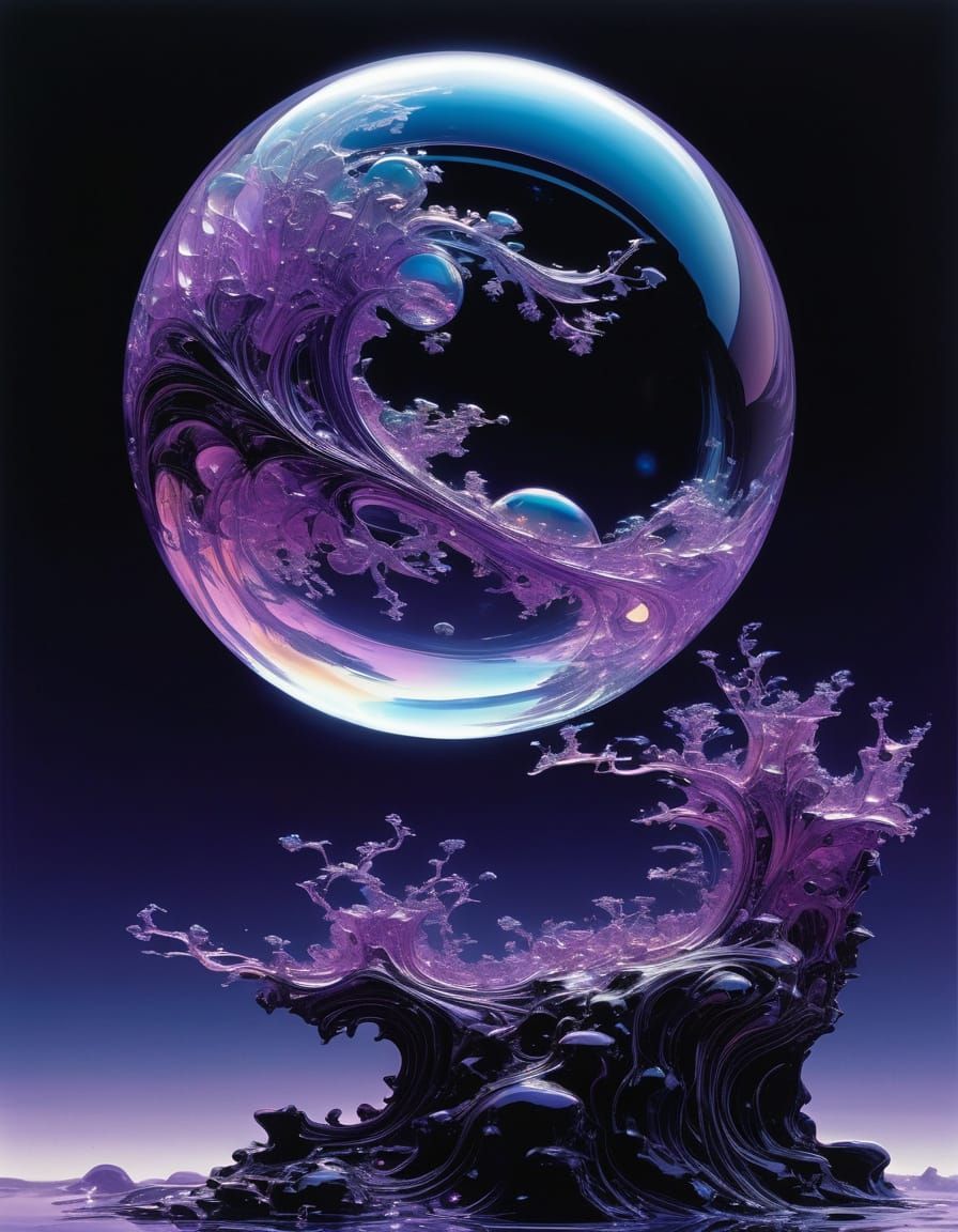 Cosmic Convergence in Shimmering Crystal and Swirling Purple...