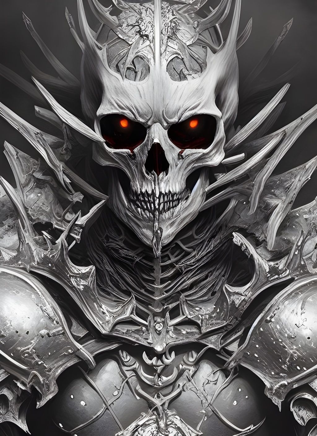 Flaming Skull Skeleton King in Nordic Armor