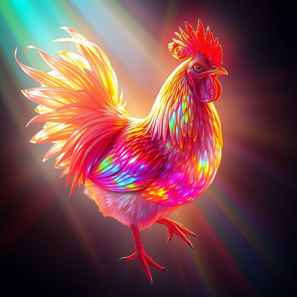 Iridescent Chicken Crafted from Beams of Light