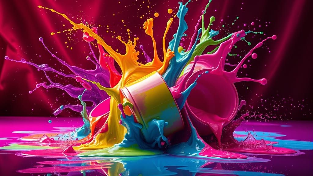 Vibrant Paint Pots Merge in Fantastical Colors