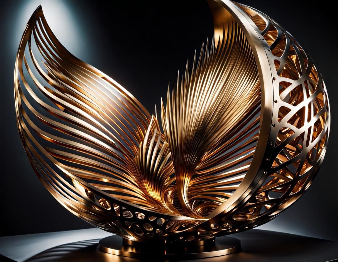 Metallic Sculpture with Dynamic Lighting