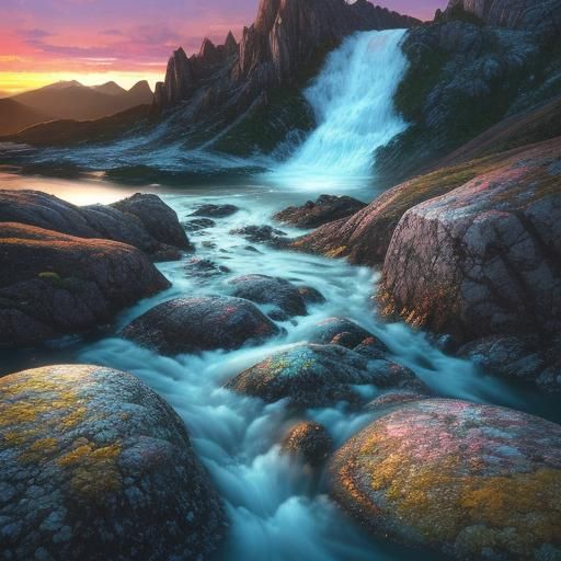 Melting Mountain Slope: Hyperrealistic Digital Art