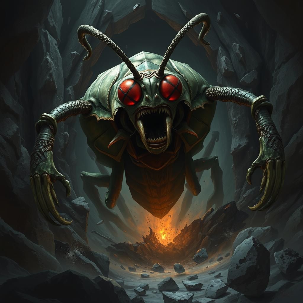 Monstrous Mantis Emerges from Cavern