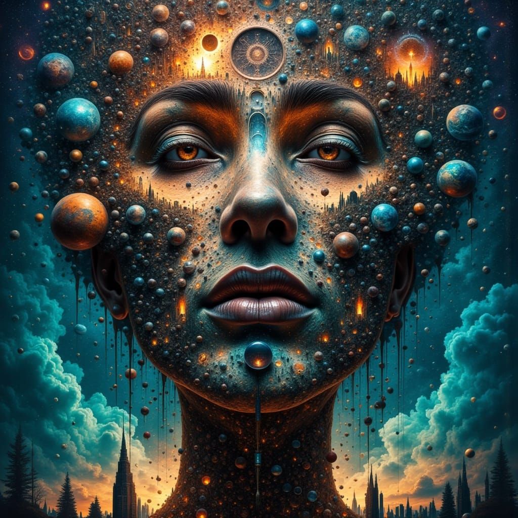 Planetary Portrait in Abstract Style