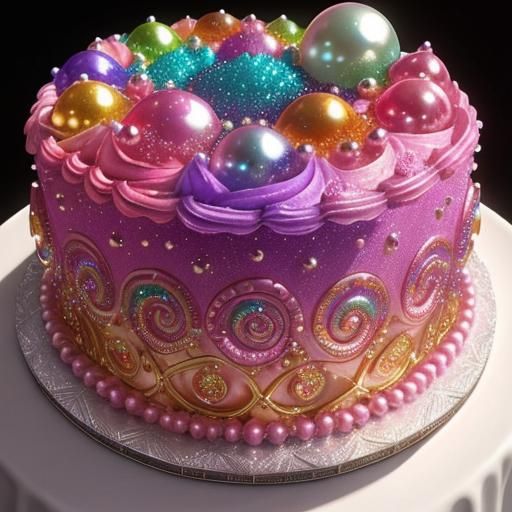 Enticing Birthday Cake with Jewels and Pearls