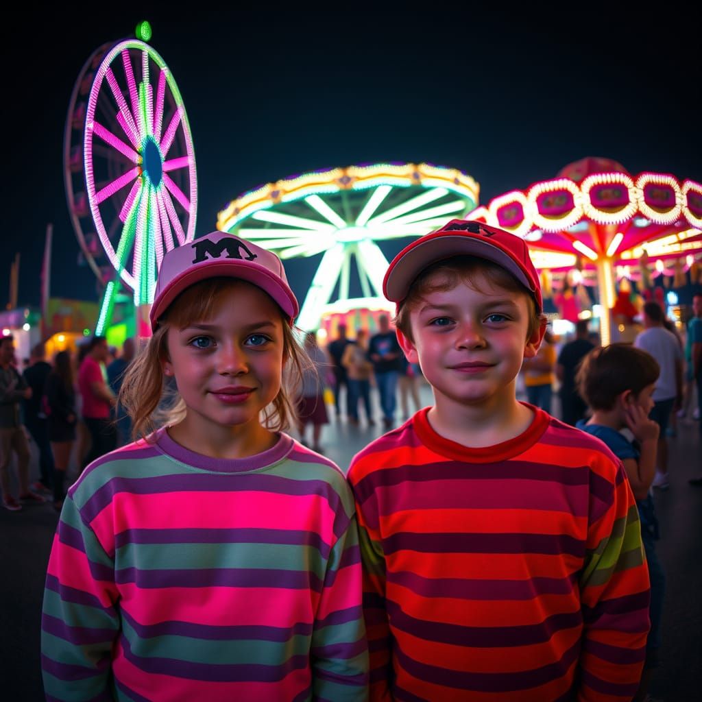 Electric Night Fair Ground Adventure in Vibrant Fluo Colors