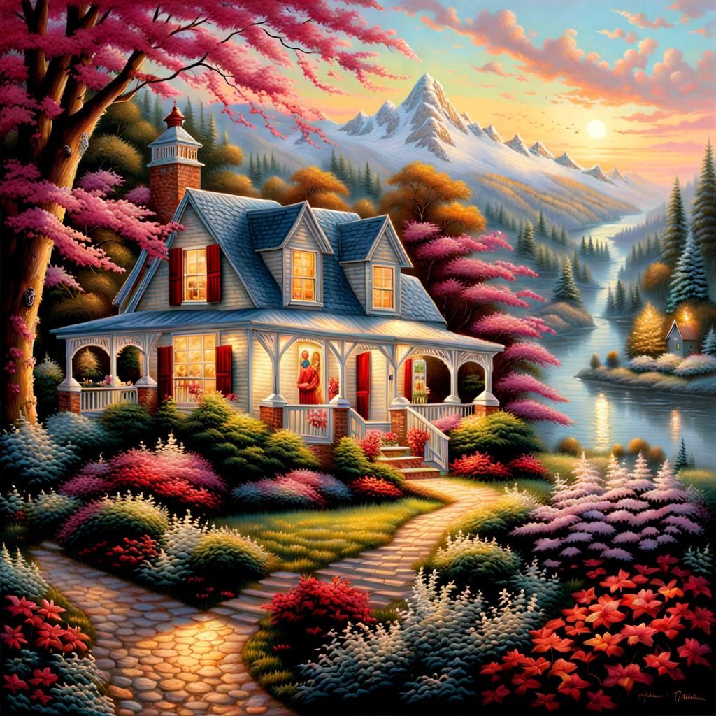 Idyllic Home Scene in Luminist Style