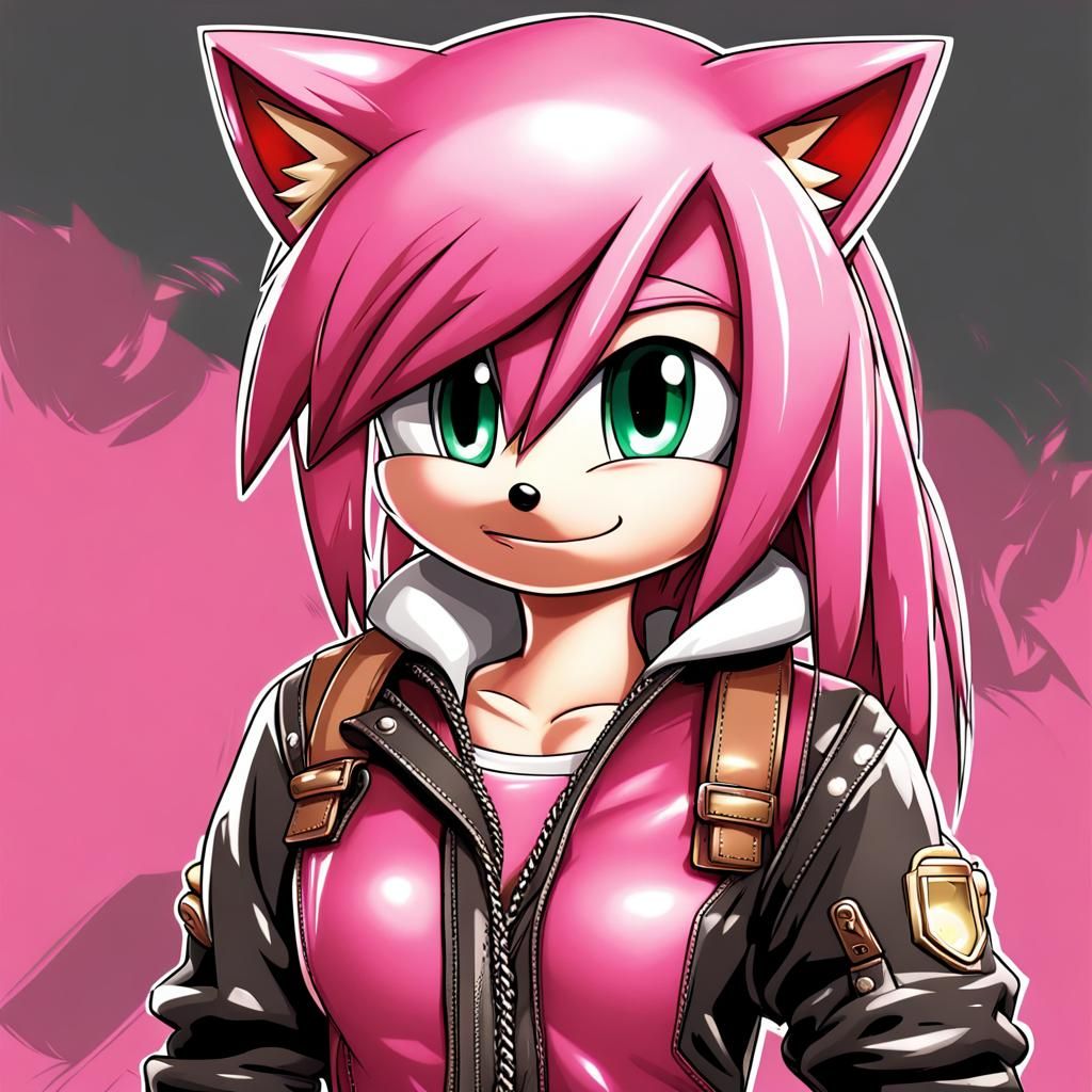 Amy Rose in Anime Style Office Setting