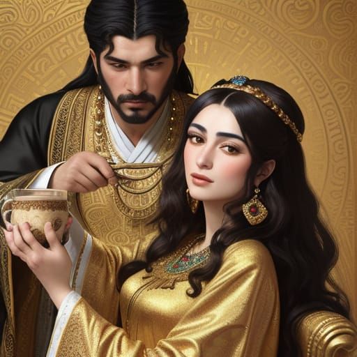 Opulent Arab Woman Portrait in Baroque Style