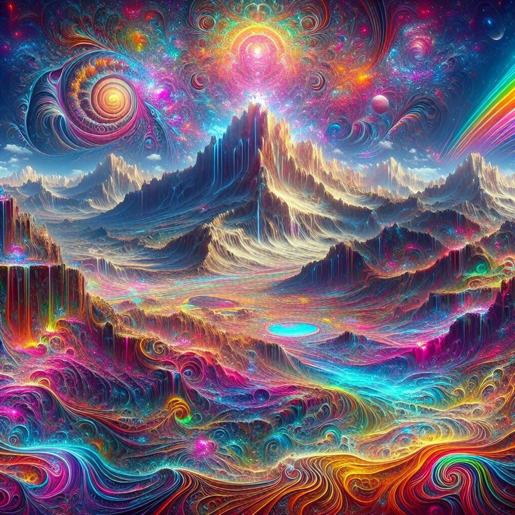 Psychedelic Mountain Landscape on Alien Planet