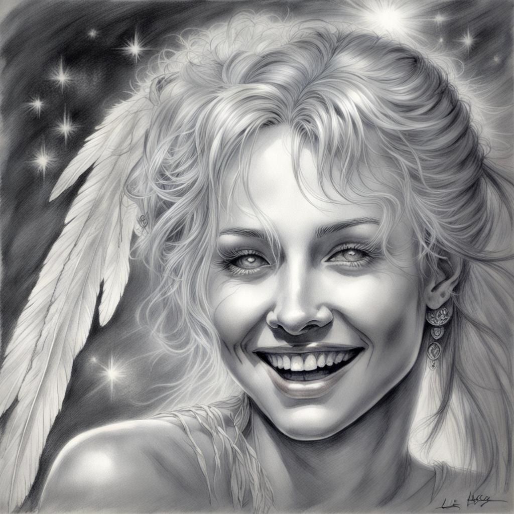 Laughing Angel Sketch in Luis Royo Style