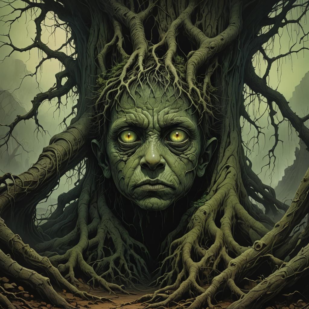 Menacing Child with Cat Eyes in Dark Fantasy Art