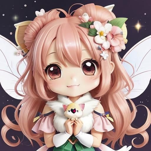 Cute Kawaii Fairy Girl in Anime Style