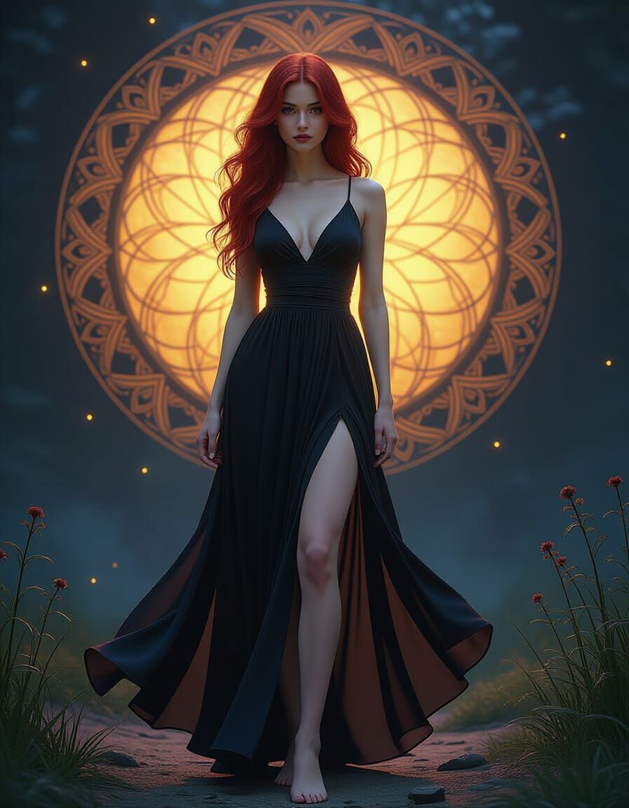 Mystic Redhead in Dark Fantasy Style