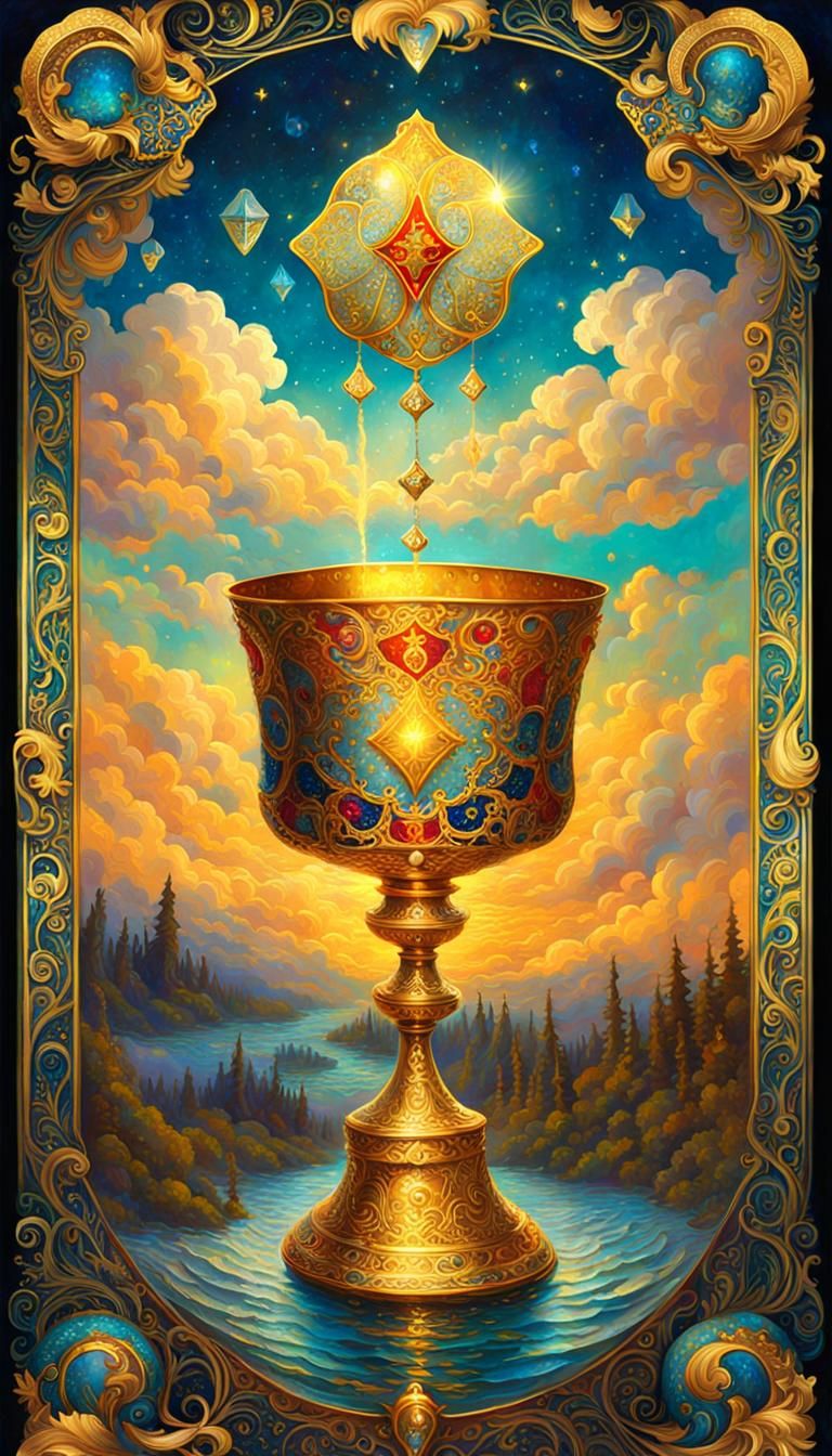 Ace of Cups Tarot Card in Storybook Style