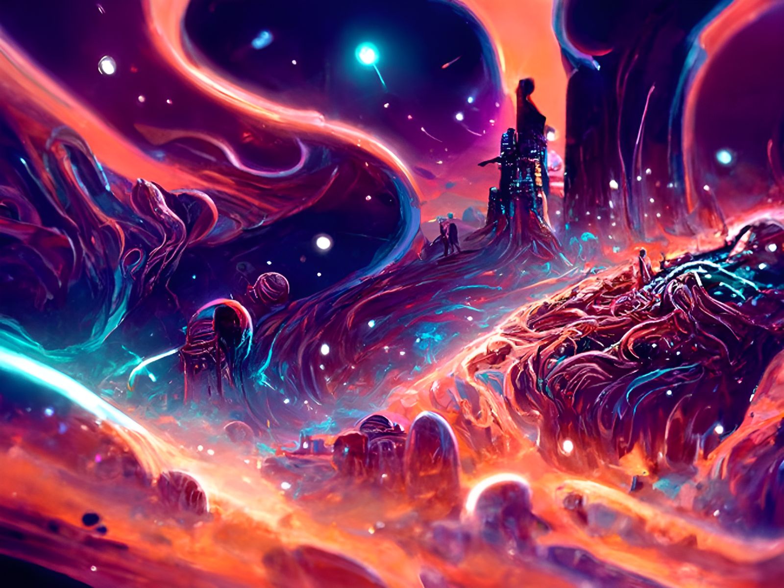 Dreamlike Cosmic Landscape by Dan Mumford