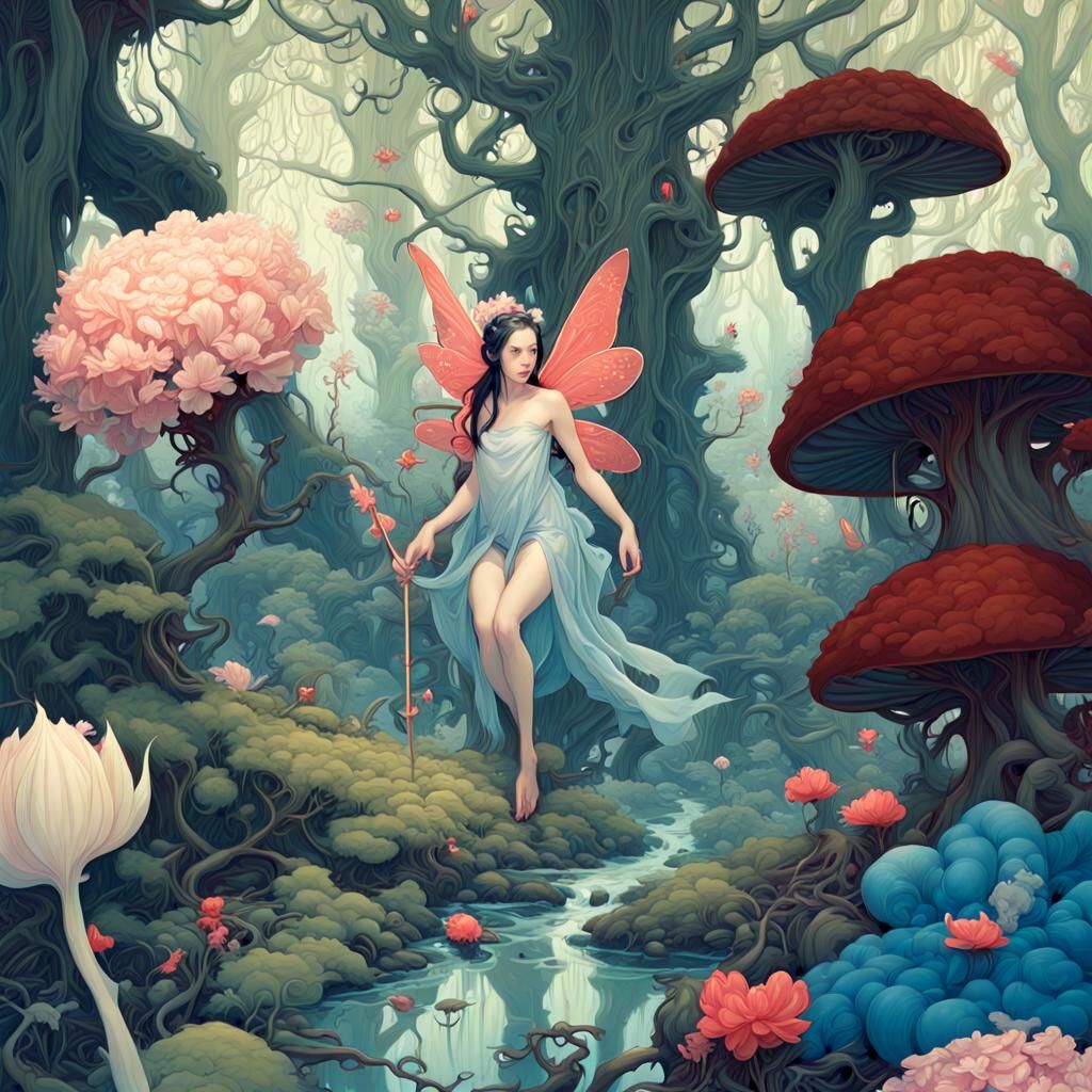 Fantasy fairy forest,  By james jean
