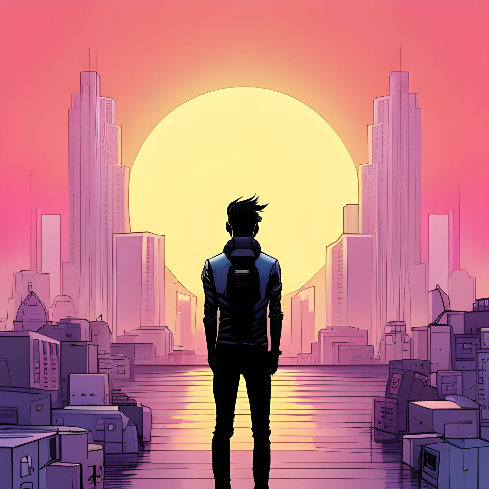 Comic Book Cover in Cyberpunk Dystopian Style