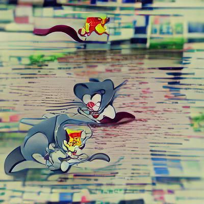 Classic Cartoon Cat and Mouse Chase Scene