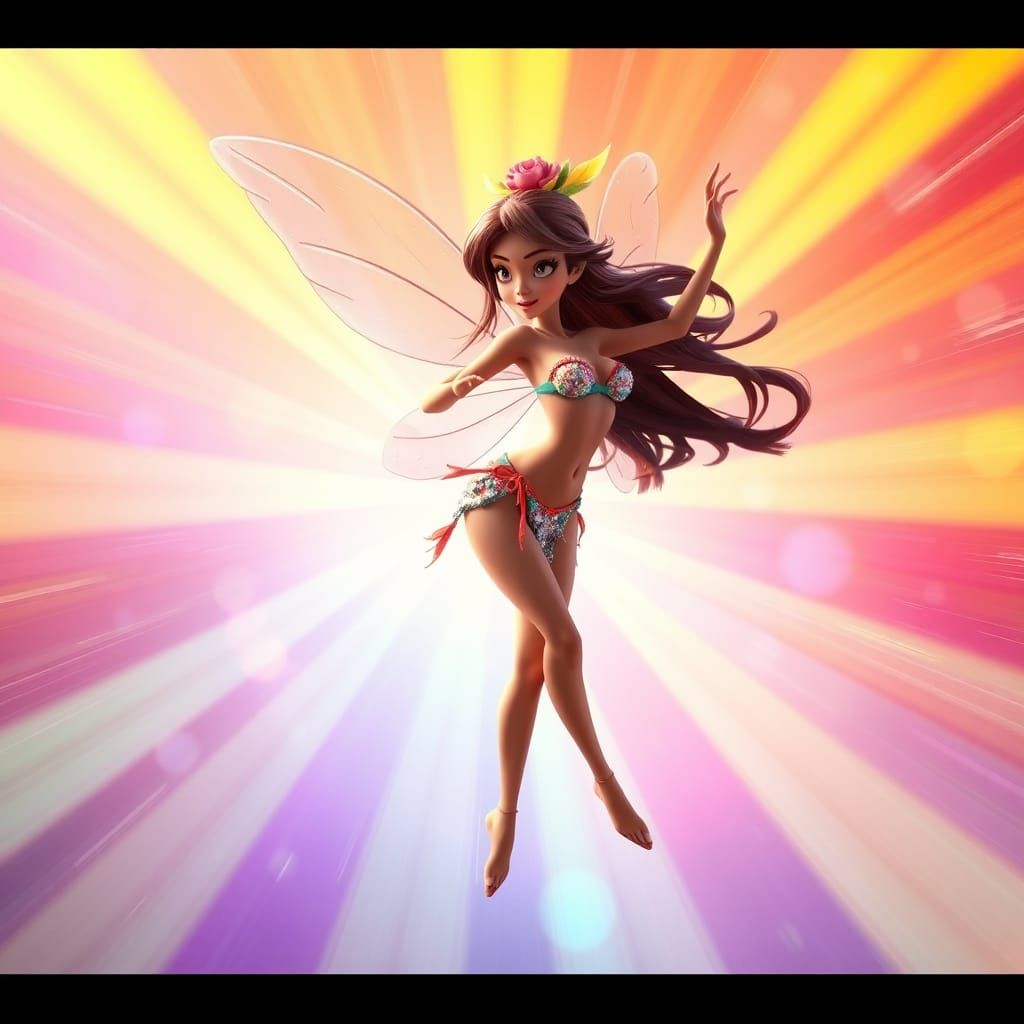 Fairy in Bikini Dancing a Balada: 3D Digital Art