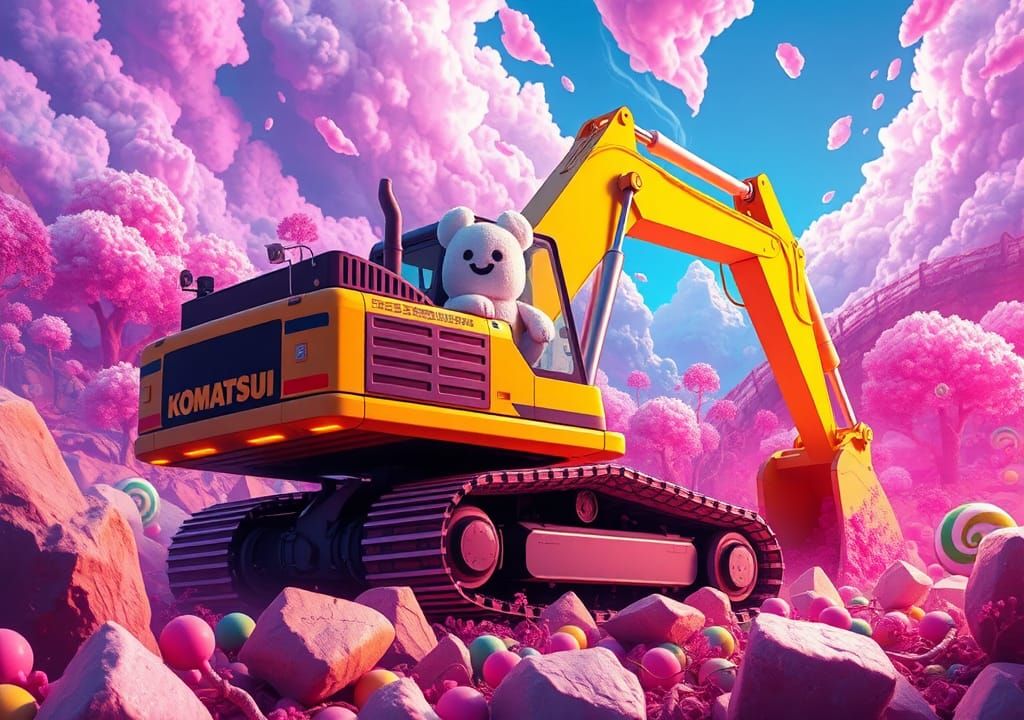 Marshmallowpunk Excavator Transports Character in Candy Quar...