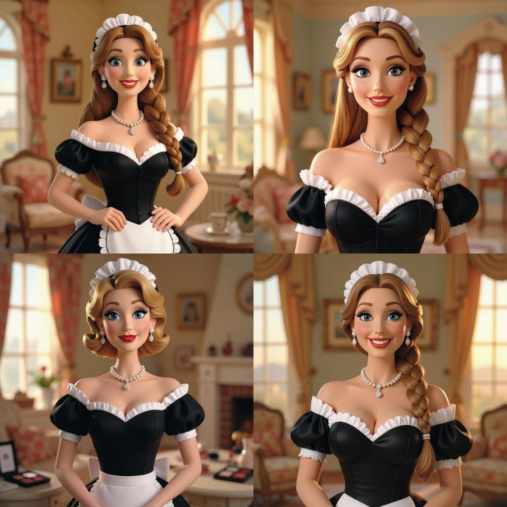 Claymation Pinup: Voluptuous Woman in Maid Outfit