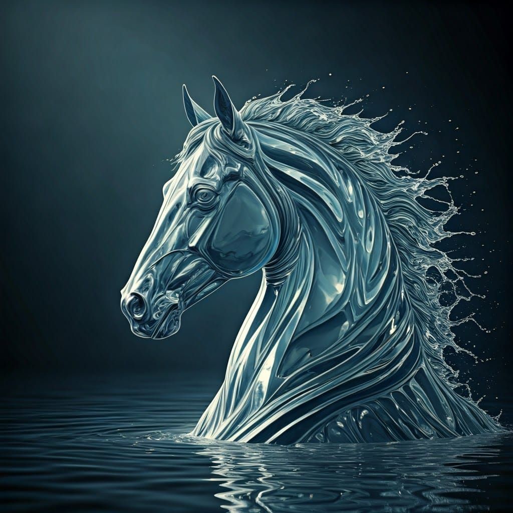 Hyperrealistic Water Horse in Dreamlike HDR Style