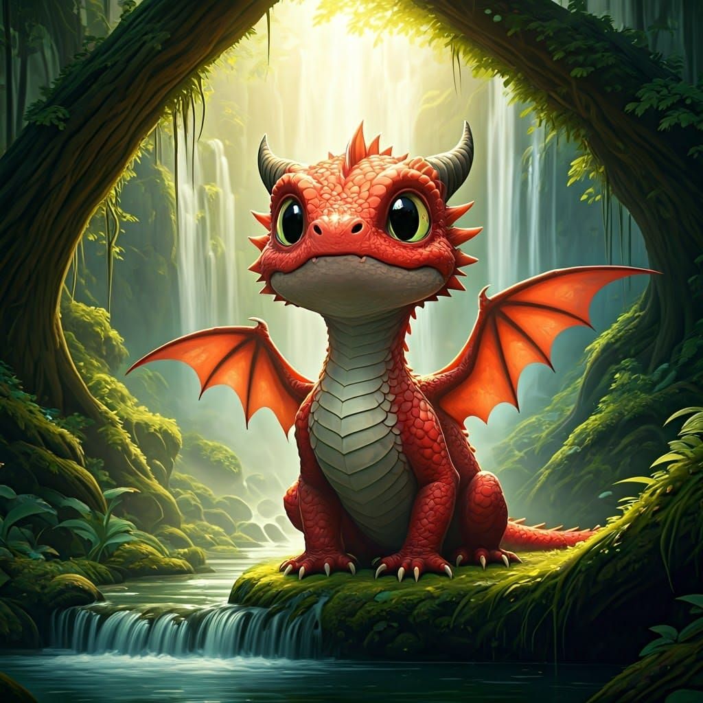 Baby Dragon In The Forest