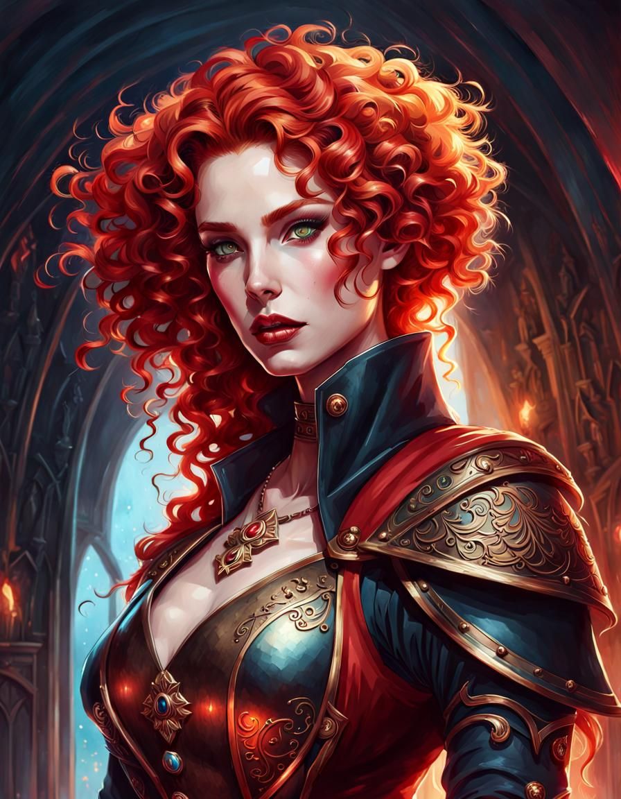 Medieval Vampire with Futuristic Visor in Watercolor