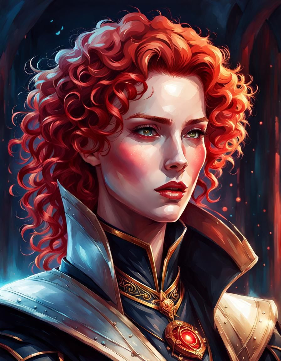 Medieval Vampire with Futuristic Visor in Watercolor