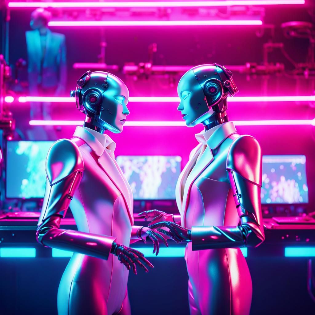 Robots' Wedding Song in Cyberpunk Futurism