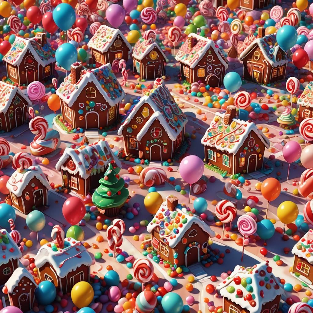 Festive Candyland Party in Candy Art Style