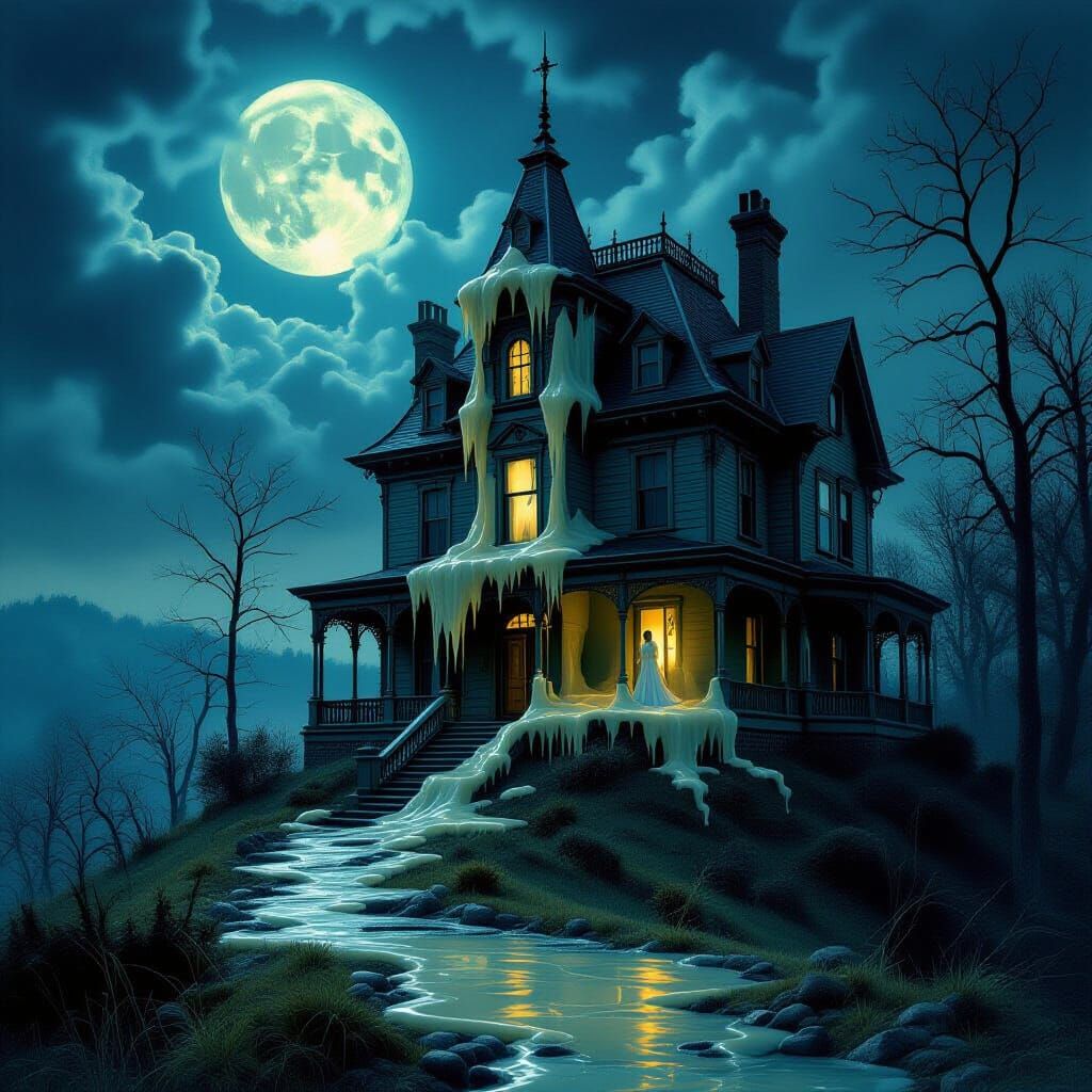 Haunted Victorian Mansion with Melting Wax Walls