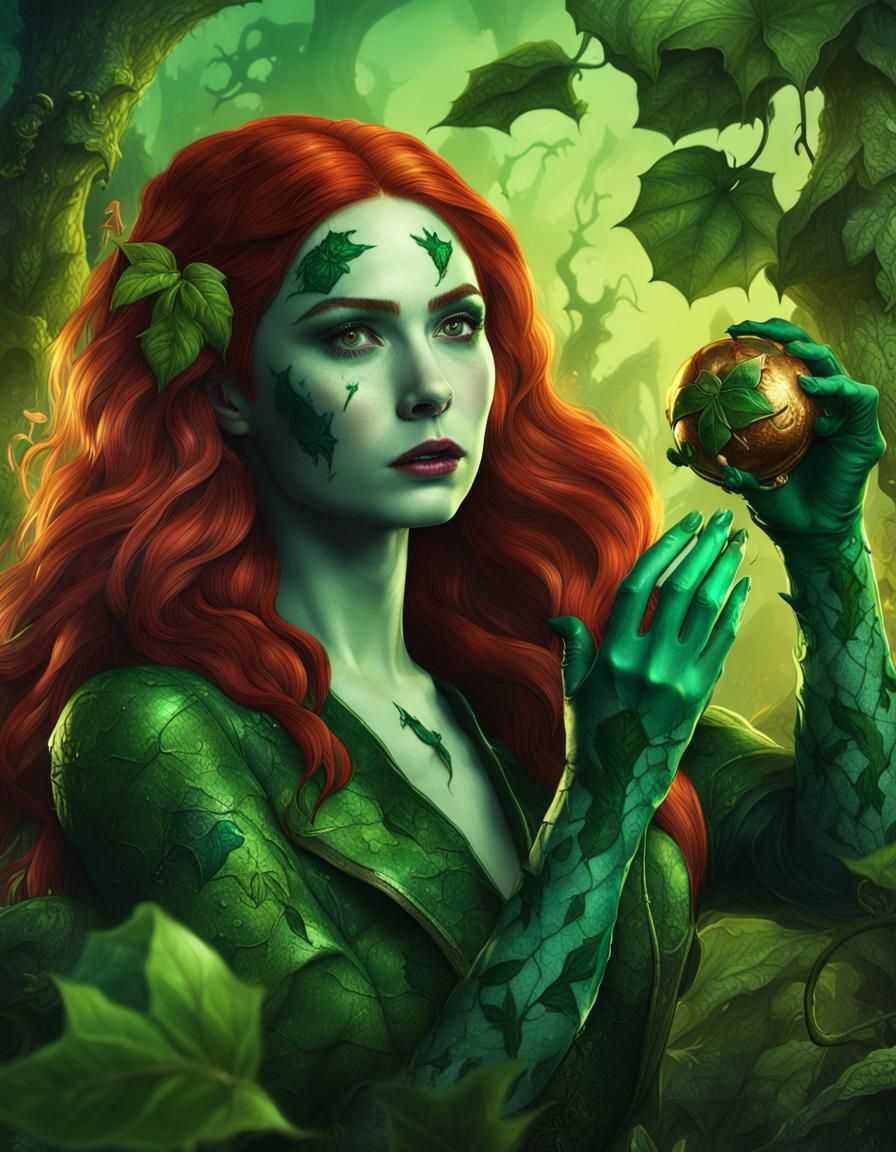 Poison Ivy with World, Detailed Matte Painting