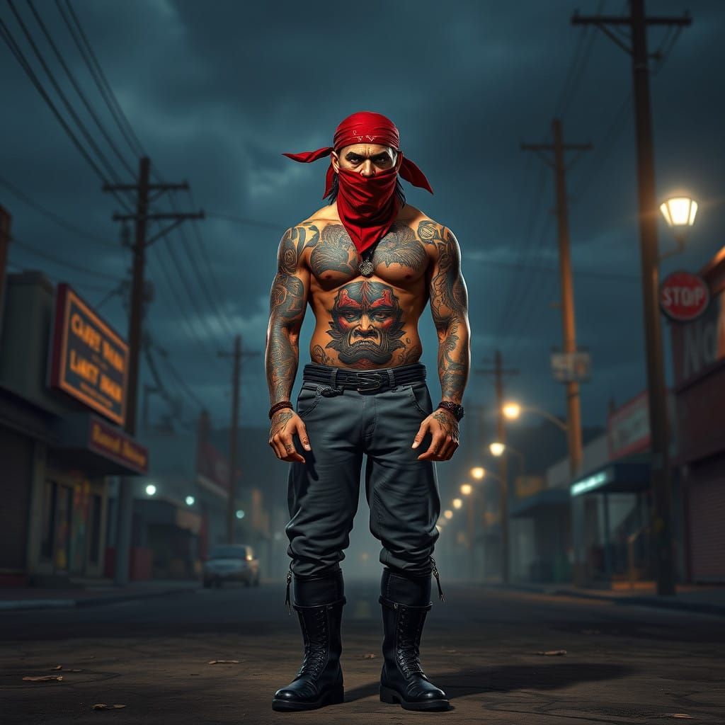 Menacing Tattooed Vato Loco in Gritty Pico Rivera Streets