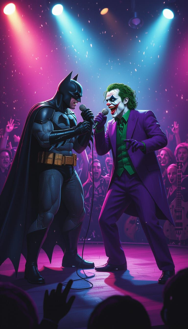 Batman vs Joker: Karaoke Battle Under Stage Lights