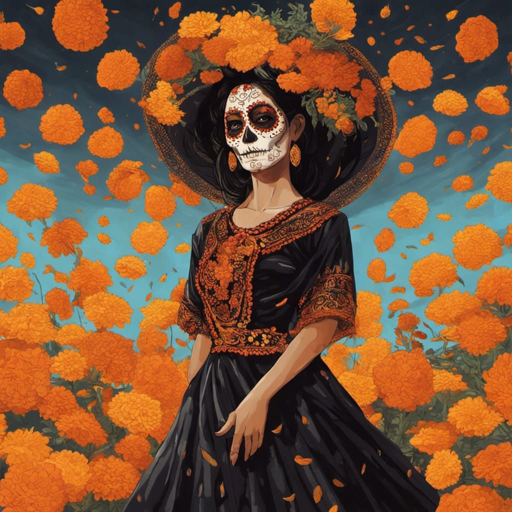 Marigolds in the wind