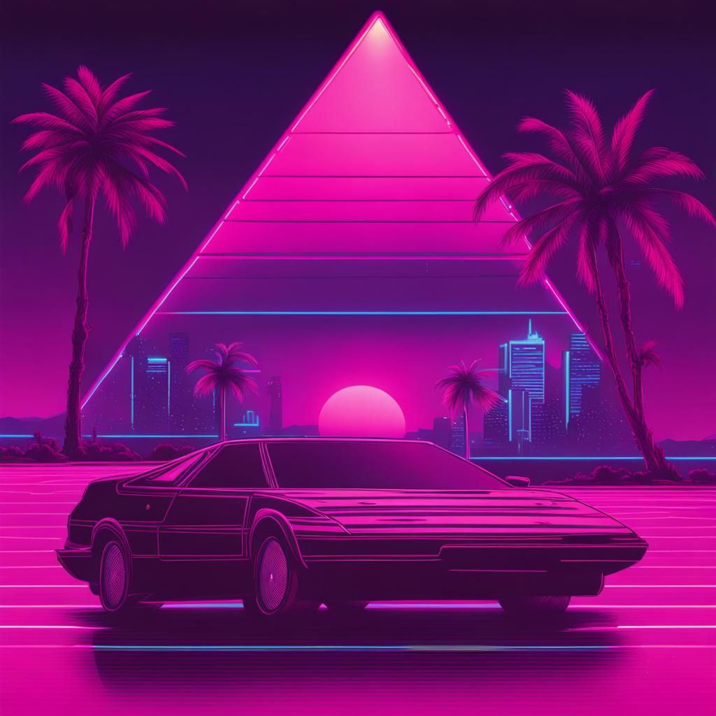Synthwave Dreamscape in Neon Colors