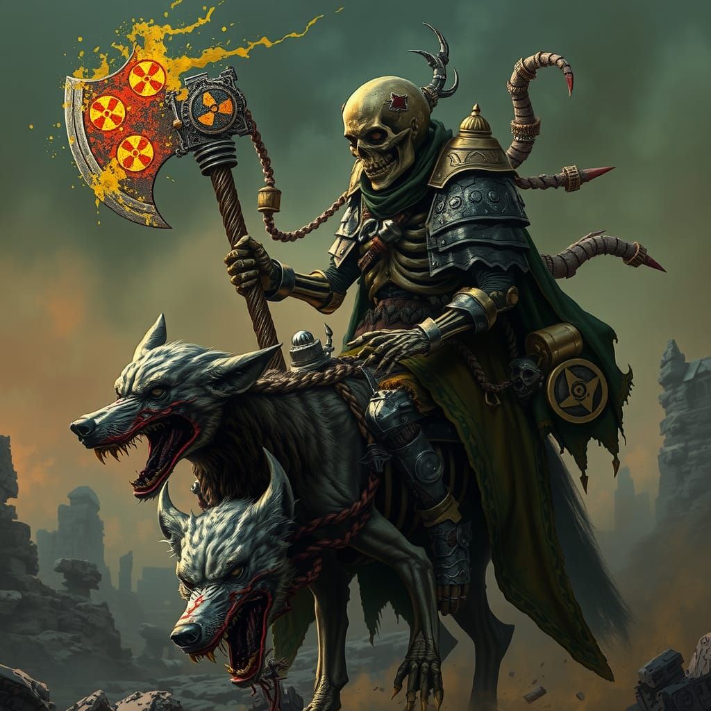 Radioactive Skeleton Knight in Desolate Wasteland