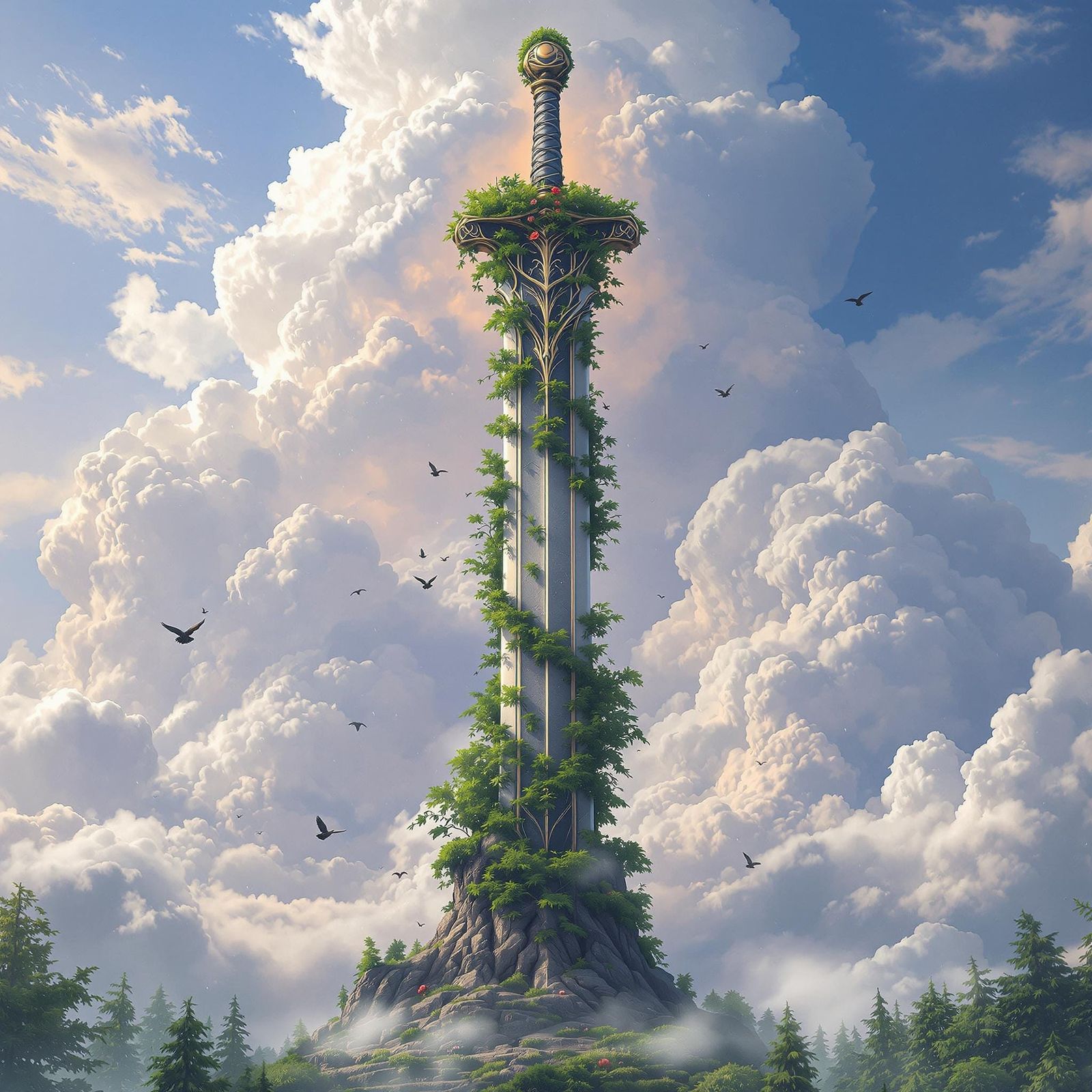 Colossal Statue Wielding a Majestic Sword