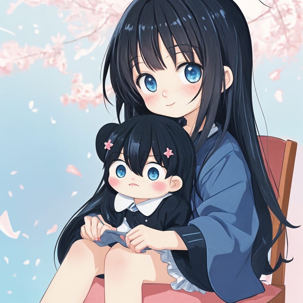 Adorable Anime Girl Looks Up with Blushing Face