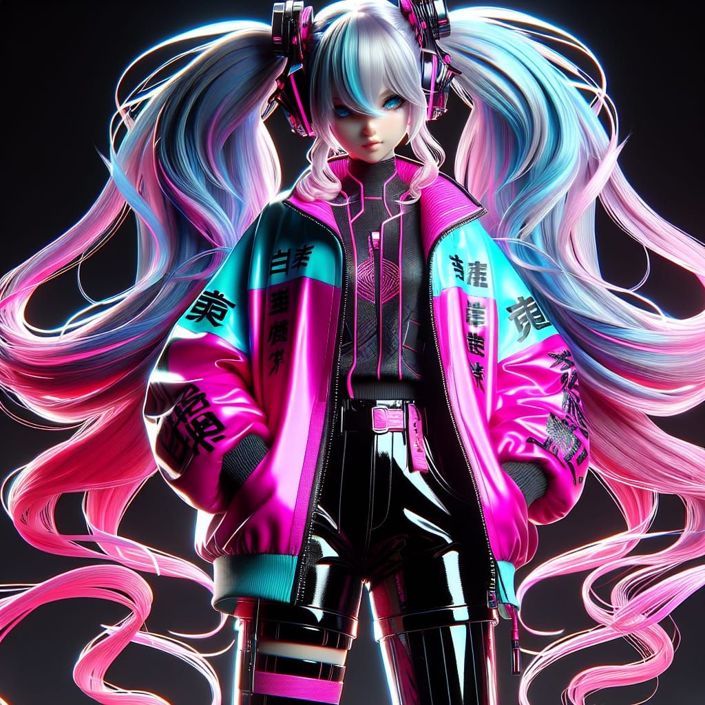 Cyberpunk Anime Girl in Neon Lighting