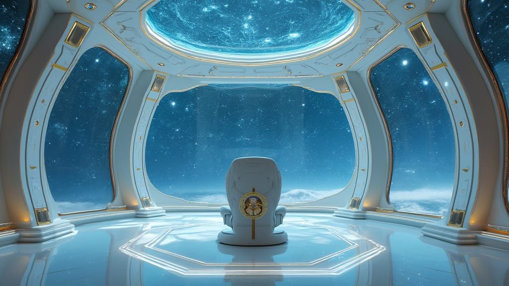 Sleek, Futuristic Observation Room on Royal Flagship with Br...