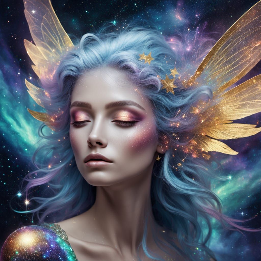 Ethereal Cosmic Fairy in Vibrant Nebula